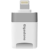 [Apple MFI Certified] Gigastone iPhone Flash Drive, MicroSD Card Reader, Lightning for iPhone and iPad, App for iOS, 4K Video Player Drone GoPro Camera, Backup Photos and Videos from Social Media