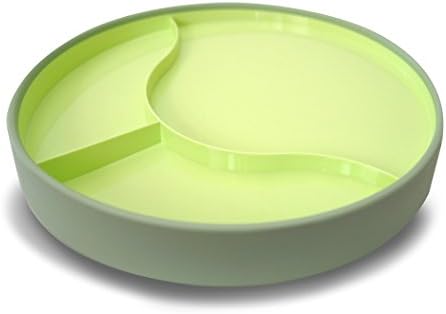 STAYWARE STAYnEAT Reversible Suction Plate, 2 Sided/Sloped/Divided, Green, 9.5"