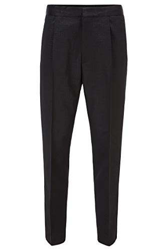BOSS Mens Peyson Straight-fit Trousers in a Monogrammed Wool Blend Black