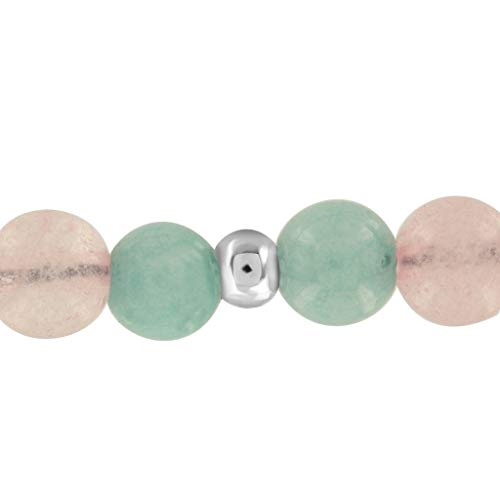 Believe London Aquamarine & Morganite Gemstone Bracelet Healing Bracelet Chakra Bracelet Anxiety Crystal Natural Stone Men Women Stress Relief Reiki Yoga Diffuser Semi Precious - Thumbnail 4