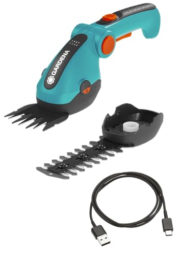 Gardena ComfortCut Li Cordless Grass and Shrub Shears Set, Lawn Edging Shears and Shrub Cutter, Angled Comfort Handle with LED Display, Blade Change without Tools (9888-20)