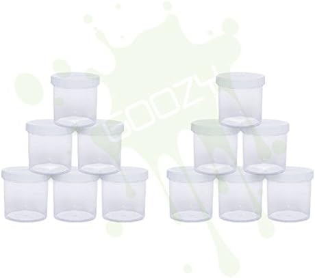 Slime Containers - Slime Jars - Slime Storage - Slime Supplies - Slime Kit -12 Pack - 6 Oz. - Made in USA. Wide-Mouth Clear Plastic Storage Jar Containers by Goozy
