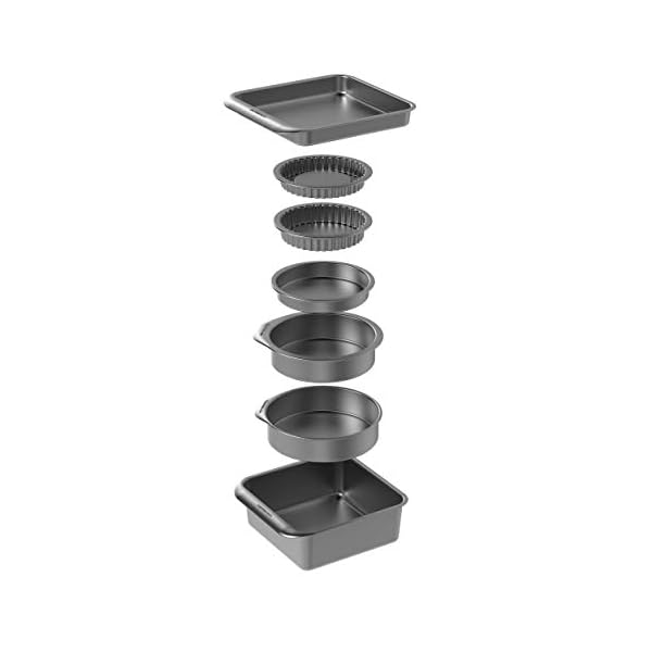 MasterClass Smart Space Bakeware Set 7-Piece Non Stick and Stackable with 1 x Roasting Tin, 2 x Round Cake Tins, 1 x…
