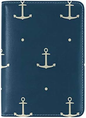 PU Leather Passport Holder Cover Case with Tile Anchor Travel One Pocket