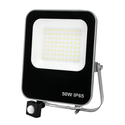 Proyector LED 50W con sensor, luz fría, ideal para presentaciones y eventos, proporciona calidad de imagen y ahorro energético.