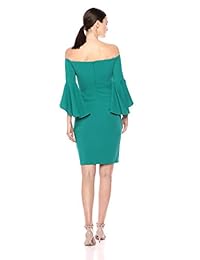 Calvin Klein Vestido de mujer con mangas de campaña sólidas y hombros descubiertos