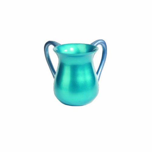 World Of Judaica Yair Emanuel Large Turquoise Anodized Aluminum Washing Cup
