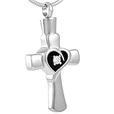 Cross Memorial Urn Necklace for Ashes - Cremation Keepsake Pendant - Funnel Fill Kit Included