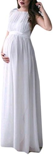 QueenHandsWomen Crew-Neck Frill Maternity Sleeveless Plus Size Bandage Club Party Dress White M