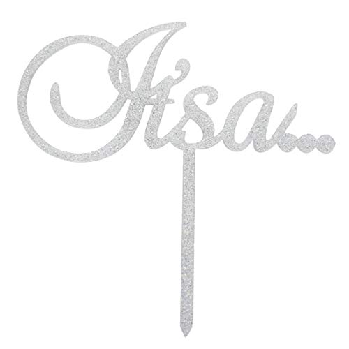 It's a. cake topper, silver glitter gender reveal boy or girl cake