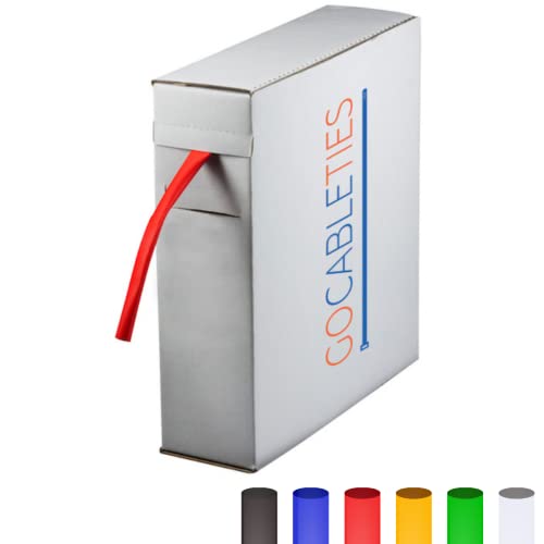 Gocableties - Guaina termorestringente rossa - 9,5 mm x 7 m - Rapporto di restringimento 2:1 - Impermeabile - Tubo termoretraibile per cavo - Isolare, evidenziare, unire cavi e riparare