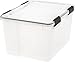 IRIS USA 46 Quart WEATHERPRO Plastic Storage Box with Durable Lid and Seal and Secure Latching Buckles, Clear with Black Buckles, 1 Pack