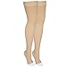 NuVein Medical Compression Stockings, 20-30 mmHg Support, Women & Men Thigh Length Hose, Open Toe, Beige, X-Large