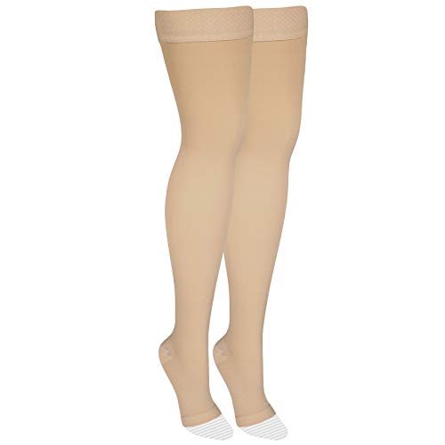 NuVein Medical Compression Stockings, 2030 mmHg Support, Women & Men Thigh Length Hose, Open