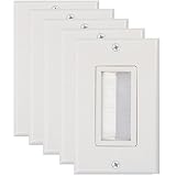 Buyer's Point Brush Wall Plate [UL Listed], Decora Style, Cable Pass Through Insert for Wires, Single Gang Cable Access Strap, Wall Socket for HDTV, HDMI, Home Theater Systems (5 Pack, White)