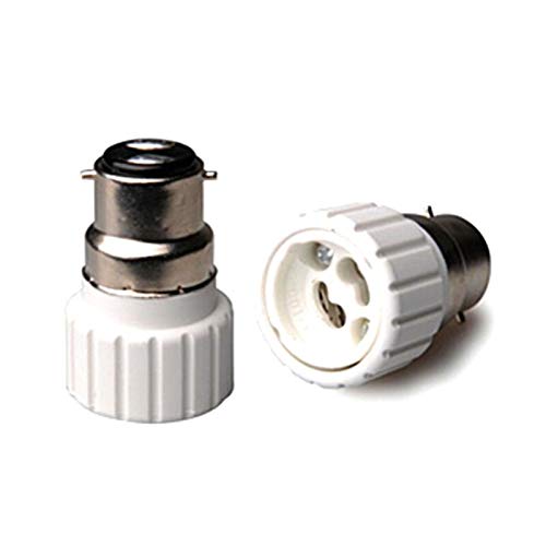 Mr.Gadget's Solutions B22 to GU10 Lighting fixtures and Controls Extender Adapter Converter Lamp Bulb Socket Holder White-2 Pcs