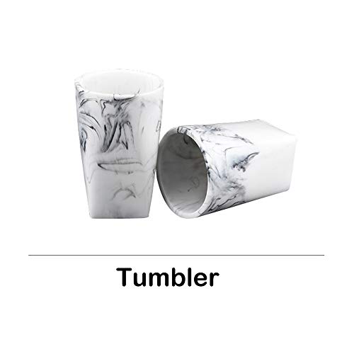 Jung Ford 5-Piece Bathroom Counter Top Accessory Set - Dispenser for Liquid Soap or Lotion, Soap Dish, Toothbrush Holder and 2 Tumblers, Marble Imitated Resin - Thumbnail 4