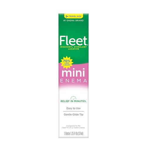 Fleet Mini Enema, Bisacodyl Stimulant Laxative, 1.25 fl oz (1 Bottle), Constipation Relief for Adults & Children Age 12+