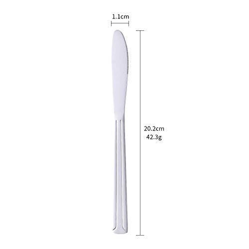 Dinner Knife Cutlery Set 8-Inch Stainless Steel Tableware for BBQ Weddings Dinners Parties, BUY&USE Silver Set of 12