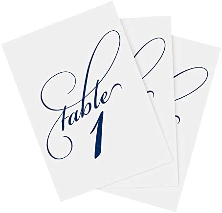 Bliss Collections Navy Blue Foil Table Numbers 1-25 Plus Head Table Card - 4x6 Double-Sided Cards for Your Wedding, Reception, Anniversary, Birthday Party or Celebration, Black Font, White Card Stock