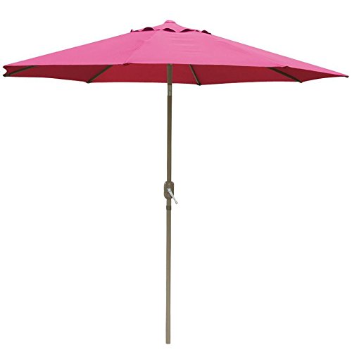 go2buy Patio Umbrella Market Aluminum Umbrella with Push Button Tilt W/ Crank Outdoor (10-Feet Burgundy)