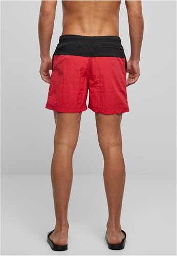 Block Swim Shorts, Pantaloncini da Bagno, Uomo, Blk/Red, M