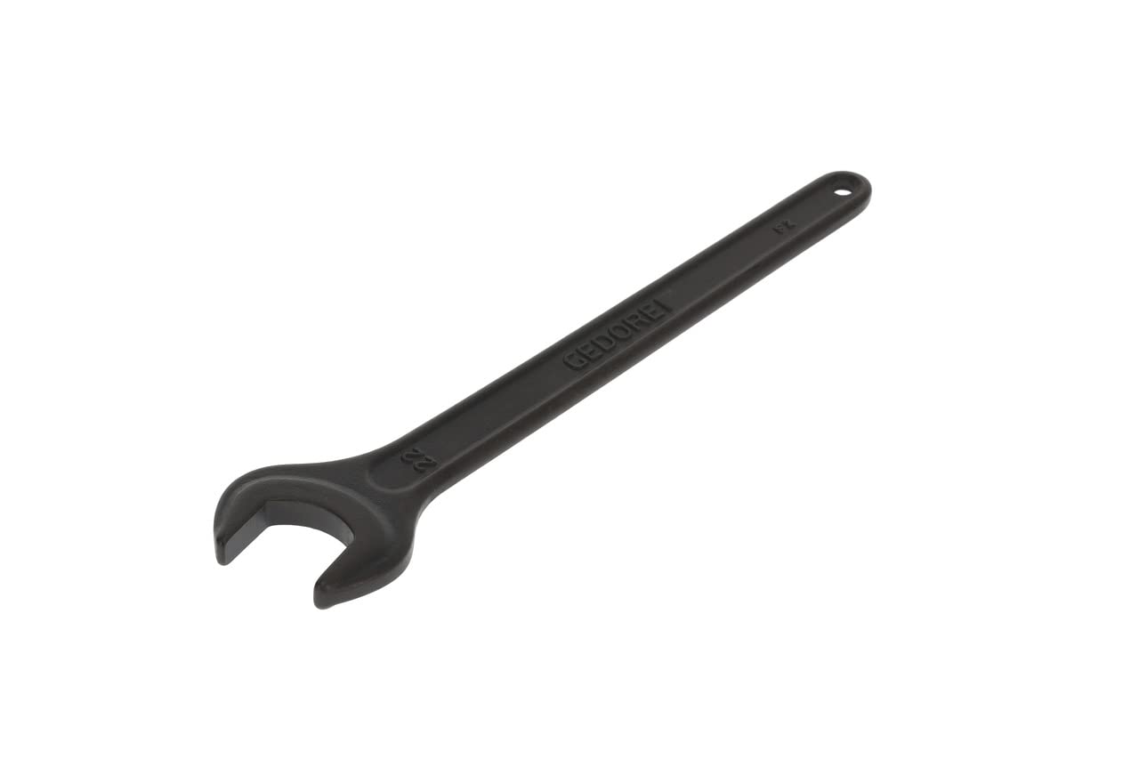GEDORE Single Open-Ended Spanner, 22 mm, with Hanging Hole, Vanadium Steel, Anti-Glare Look, Manganese phosphated, According to DIN 894