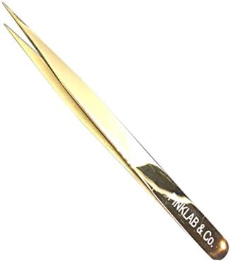 Rev Pro Gold Straight Fine Point Tweezer for Eyelash Extensions By PINKLAB