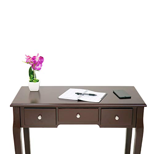 Fineboard Dressing Table with Stool and LED Lights with 5 Drawers and Mirror, Brown - Thumbnail 5