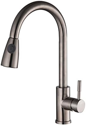 Kitchen Sink Faucet&amp; Commercial Stainless Steel Single Handle Pull Down Sprayer/Stream