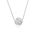 Cat Eye Jewels S925 Sterling Silver Necklace Cubic Zirconia Crystal Diamond Round Ball Pendant Necklaces for Women Girls
