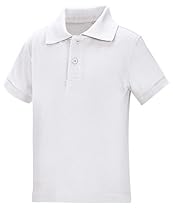 Classroom Toddler Kids Preschool Unisex Short Sleeve Pique Polo, Sos White, 2T