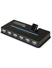 Concentrador USB de 10 puertos enchufable, Negro