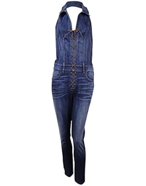 Women's Denim Lace-Up Jumpsuit (6, Industry Wash)