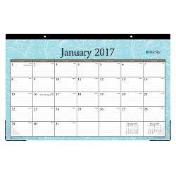 Blue Sky Knightsbridge 17 x 11 Monthly Desk Pad Calendar, 2017