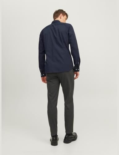 JJJOE LS - Camiseta Lisa para Hombre (Talla L), Color Azul Marino, Azul Marino, L