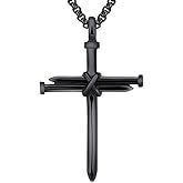 LUSSO 925 Sterling Silver Crown Cross Necklace For Men - Retro Crucifix Of Thorns Pendant, Jesus Christ Cross Chain With Diadem, Faith Cross Jewelry, Vintage Cross Necklace For Women