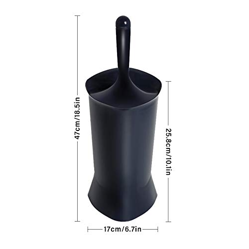 JOOMOON Bathroom Toilet Brush and Holder Set with Lid Anti-Splash, Silicone Bristles, Modern Design with Rim Lip Brush, Space Saving Deep Cleaning Longer Handle, Navy Blue Toilet Bowl Brush