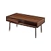 Teamson Home Dawson 40 in. x 21.63 in. Wooden Mid-Century Modern Coffee Table with Drawer and Shelf, Walnut with Brass Leg Tips