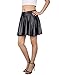 HDE Women's Shiny Liquid Metallic Wet Look Flared Pleated Skater Skirt (Black, Small)