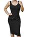 Allegrace Women's Scoop-Neck Solid Sleeveless Knee Fitted Dress, Black, Large