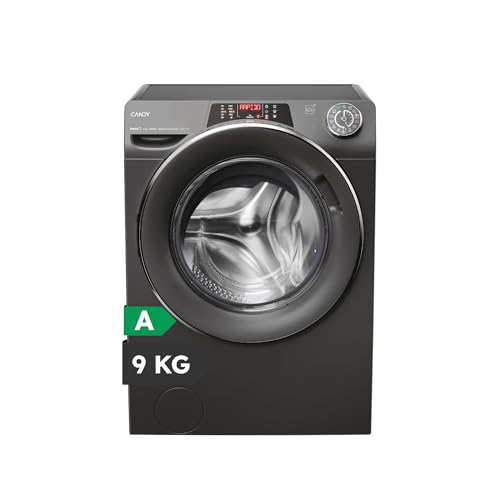 Candy RapidO RO1496DWMCRT/1-S Waschmaschine, 9 kg, 1400 U/min, Smart-Text-Display, Smart-Touch-Panel, WLAN, Snap & Wash, 16 Zyklen, 9 Schnellspanner, Inverter-Motor Speed Drive, Dampffunktion, 76 dB,