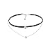 OSIANA -Womens Brass Vintage Black PU Leather Double Layered Choker Necklace with CZ Pendant in Gift Box-01silver