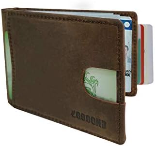 Gooond Rfid Blocking Slim Bifold Genuine Leather Minimalist Front Pocket Wallet with Money Clip for Men