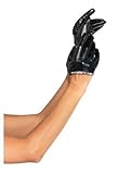 Leg Avenue Women's Faux Leather Cropped Glove with Stud Detail, Black, One Size