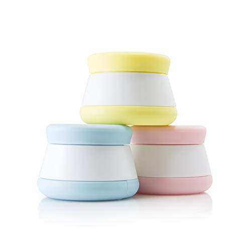 Travel Containers, Silicone Cosmetic Cream Jars - NEW DESIGN -Leak-proof, TSA Size for Toiletries (3-Jar Pack)
