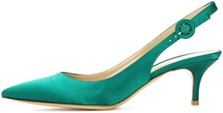 Eldof Womens Kitten Heel Pumps| Pointed Toe Slingback Sandals | 6.5CM Mid Heel Wedding Dress Shoes