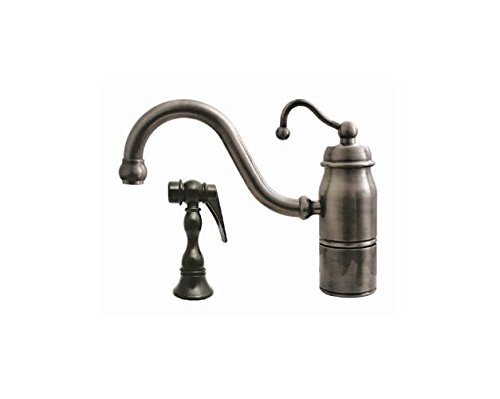 Whitehaus 3-3165-SPR-C-BN Beluga 9-Inch Single Handle Faucet with Traditional Curved Swivel Spout, Curved Handle and Solid Brass Side Spray, Brushed Nickel by Whitehaus Collection