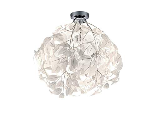 Reality Leuchten Leavy R60461001 Ceiling Light Metal Matte Nickel Leaves White Excl. 1x E27