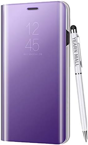 Case for Galaxy Note 9 [Metal Plating Technology], [Luxury Semi-Transparent Perspective Mirror] Ultra Slim Lightweight Stand Flip Magnetic Protective Cover for Samsung Galaxy Note 9, Lavender